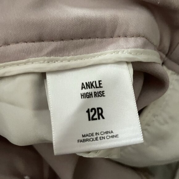 Express Women 12R Mauve Pleated Sash Tie Belt High Rise Paperbag Ankle Pants - Picture 9 of 10